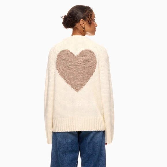 Splendid Cream Sweater ($198 retail) with Brown Heart size Large - Picture 1 of 9